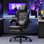 Ultimate Ergonomic Gaming Chair with Adjustable Footrest - Stylish Black Comfort for Adults and Teens