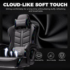 Ultimate Ergonomic Gaming Chair with Adjustable Footrest - Stylish Black Comfort for Adults and Teens