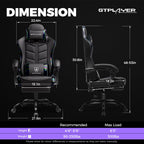 Ultimate Ergonomic Gaming Chair with Adjustable Footrest - Stylish Black Comfort for Adults and Teens