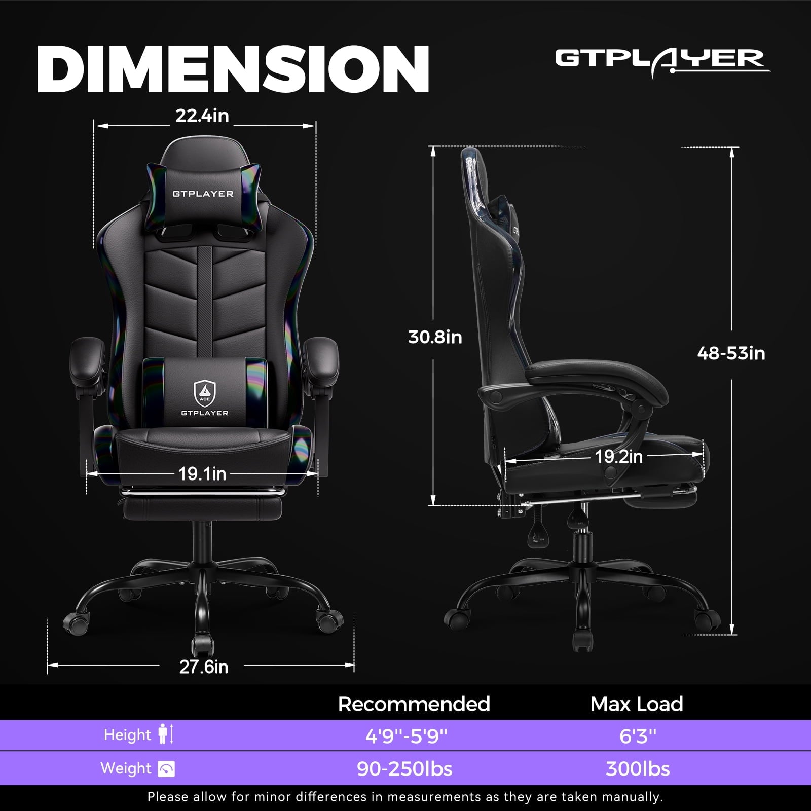 Ultimate Ergonomic Gaming Chair with Adjustable Footrest - Stylish Black Comfort for Adults and Teens