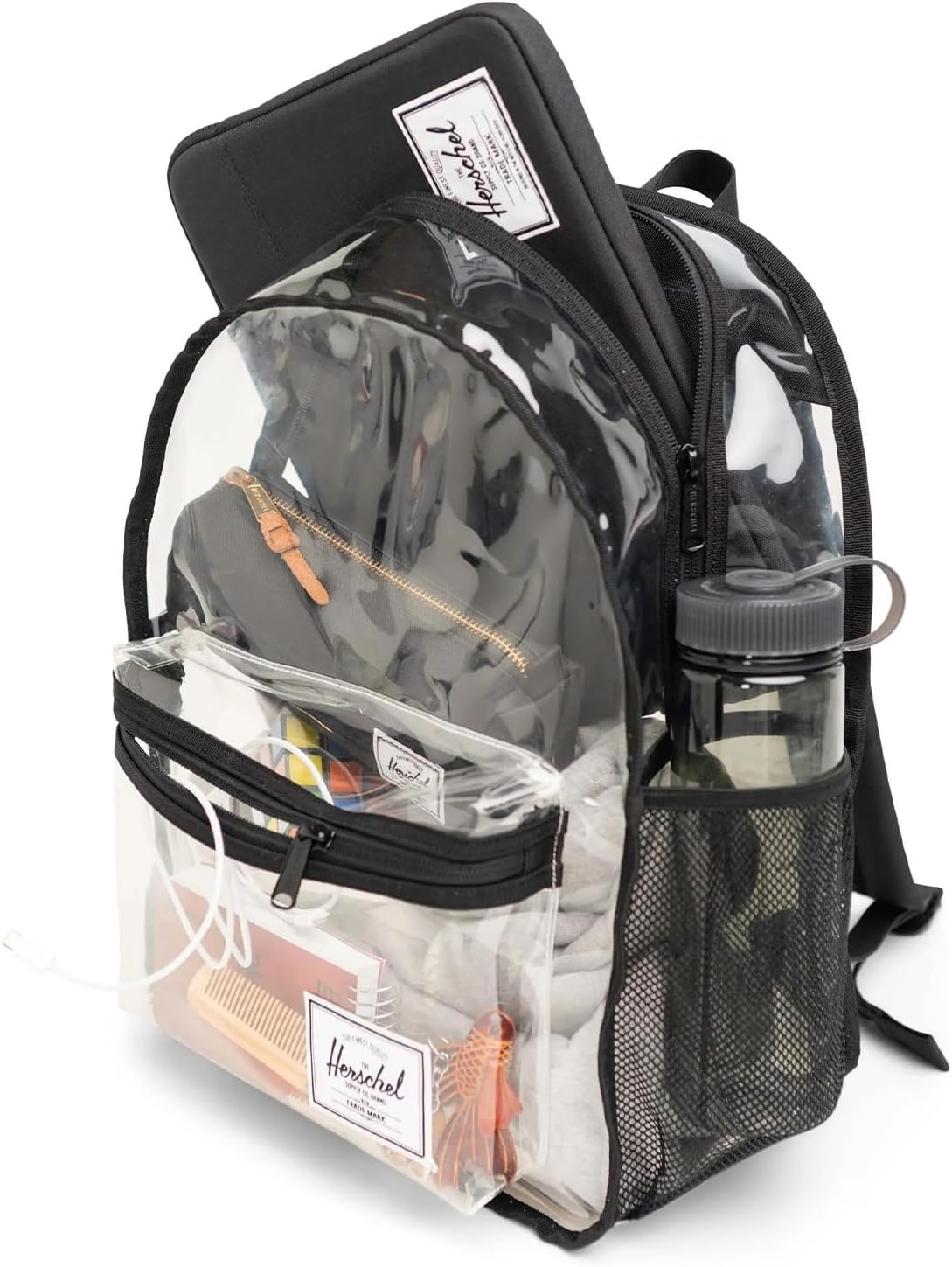 Stylish Clear/Black Classic Backpack - Perfect for Travel, Work, and Leisure - 20L Capacity