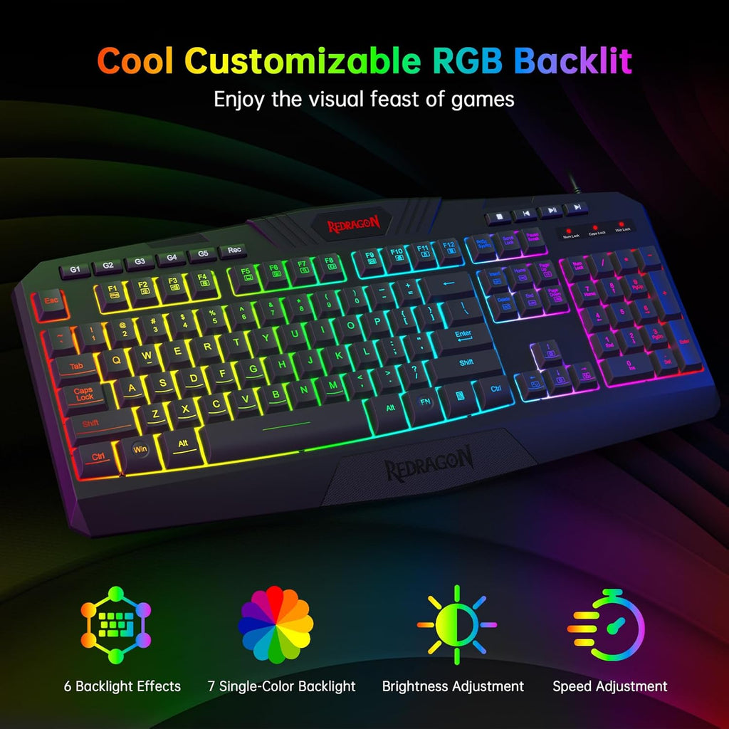 Ultimate S101-3 Wired RGB Gaming Keyboard and Mouse Combo - All-in-One PC Gamer Bundle with Programmable Features and Gaming Headset for Windows PCs