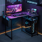 Transform Your Workspace with the 55 Inch L Shaped Gaming Desk - Featuring Power Outlets, Reversible Shelves, and Ample Storage for Ultimate Comfort and Style