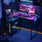 Transform Your Workspace with the 55 Inch L Shaped Gaming Desk - Featuring Power Outlets, Reversible Shelves, and Ample Storage for Ultimate Comfort and Style