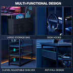 Transform Your Workspace with the 55 Inch L Shaped Gaming Desk - Featuring Power Outlets, Reversible Shelves, and Ample Storage for Ultimate Comfort and Style