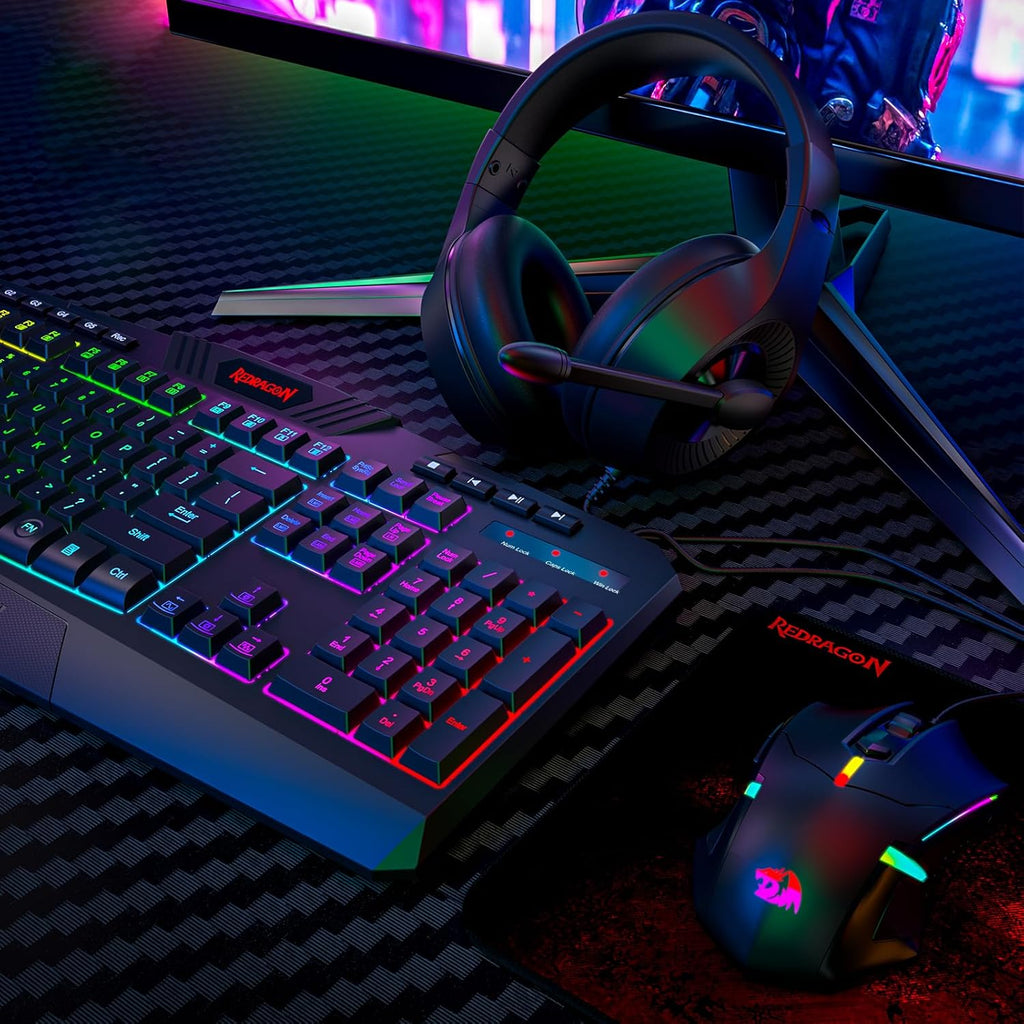 Ultimate S101-3 Wired RGB Gaming Keyboard and Mouse Combo - All-in-One PC Gamer Bundle with Programmable Features and Gaming Headset for Windows PCs