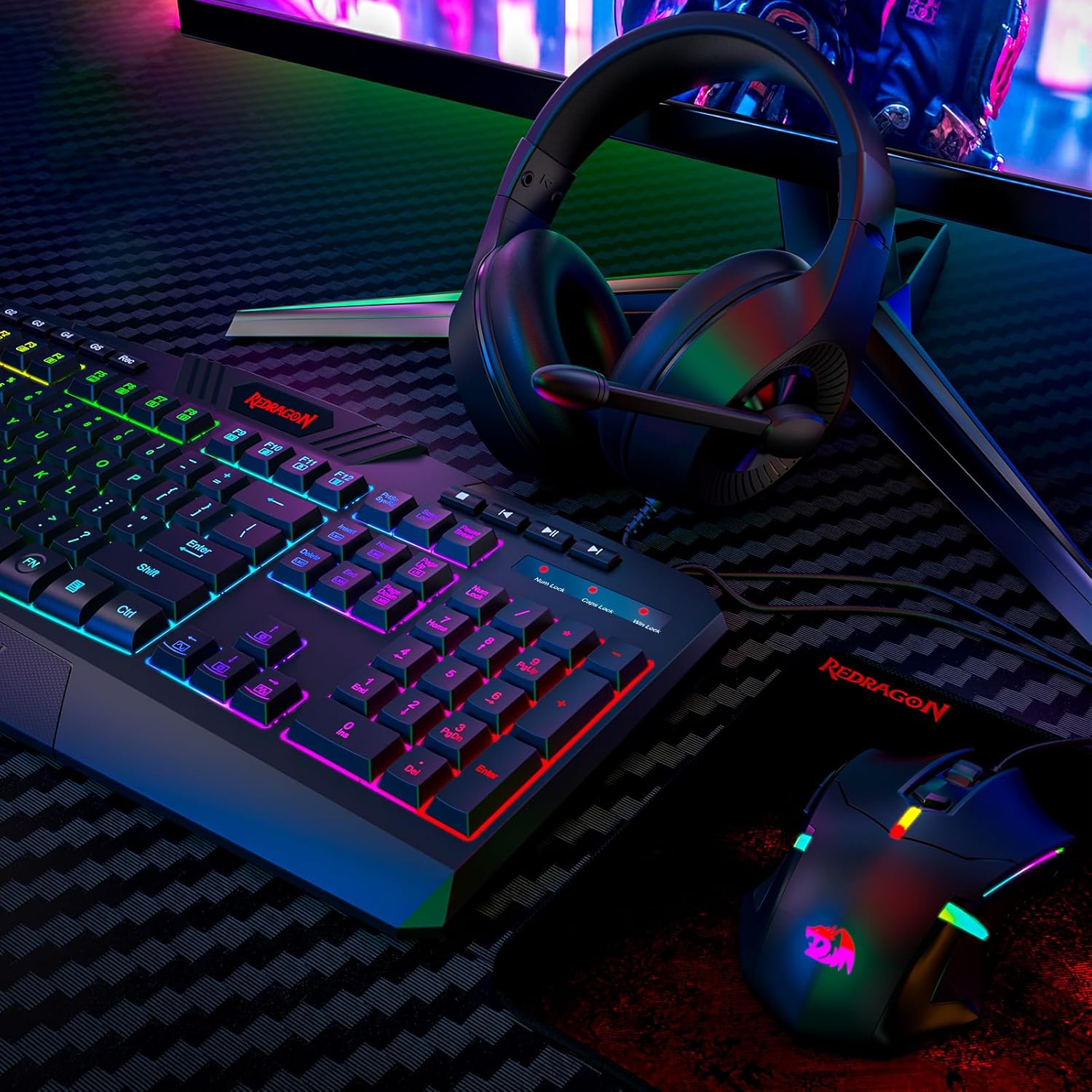 Ultimate S101-3 Wired RGB Gaming Keyboard and Mouse Combo - All-in-One PC Gamer Bundle with Programmable Features and Gaming Headset for Windows PCs