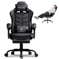 Ultimate Ergonomic Gaming Chair with Adjustable Footrest - Stylish Black Comfort for Adults and Teens
