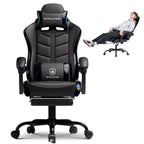 Ultimate Ergonomic Gaming Chair with Adjustable Footrest - Stylish Black Comfort for Adults and Teens