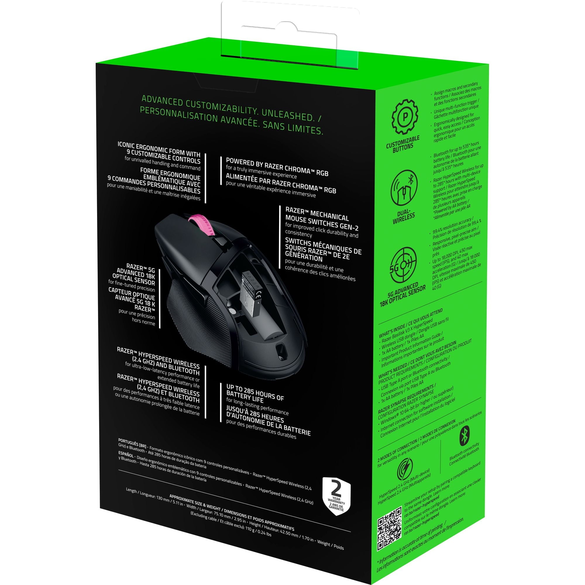 Elevate Your Gaming Experience with the Basilisk V3 X Hyperspeed Wireless Gaming Mouse – Ergonomic, Customizable, and RGB Chroma Enabled in Sleek Black